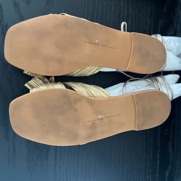 Loeffler Randall Peony Ankle-Wrapped Knotted Metallic Gold Sandals Size 8 - Picture 12 of 12